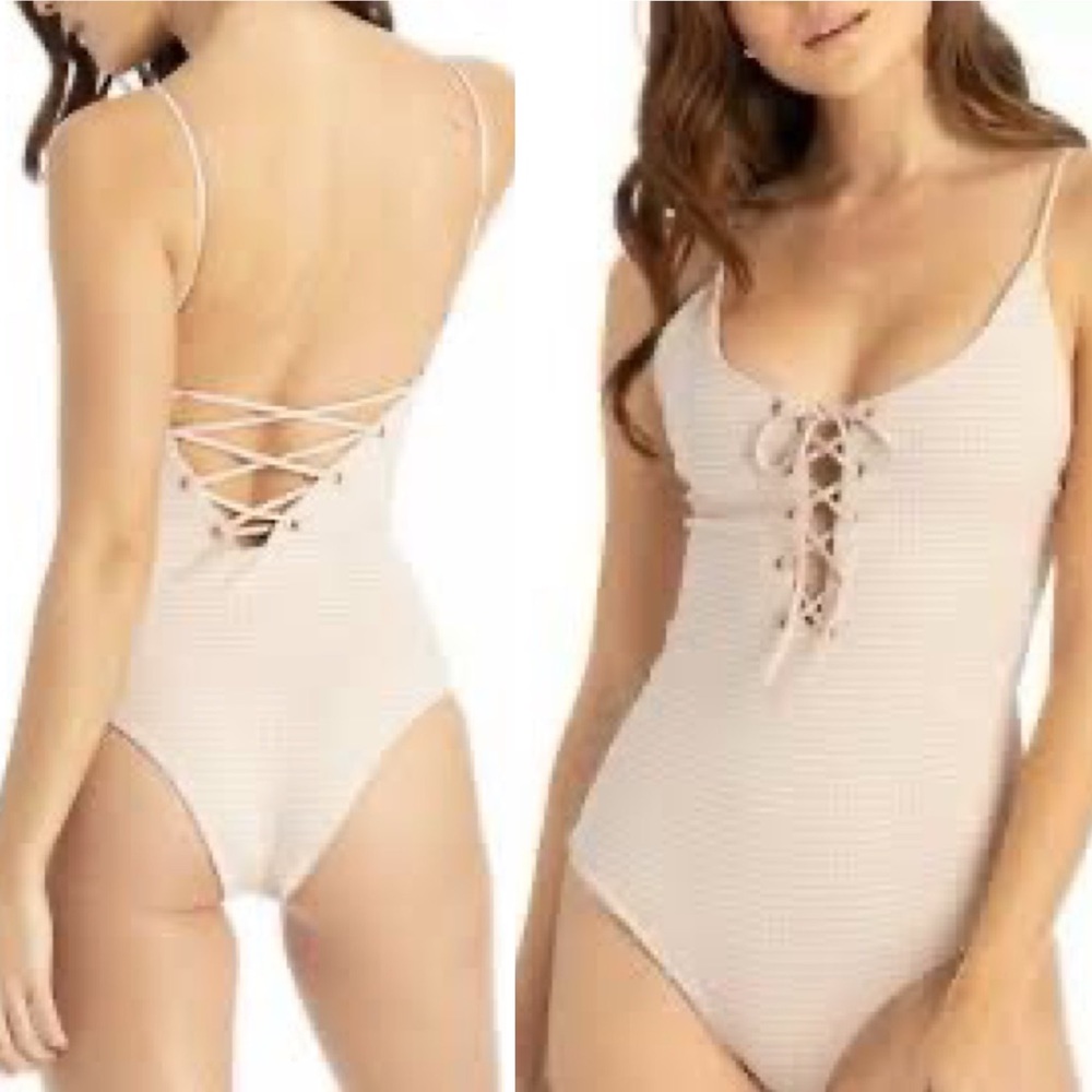 TAVIK- Monahan Check Texture One Piece in Seashell